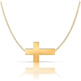 LYCBTC 14K Gold Filled Cross Necklace for Women, Dainty Religious Pendant with Figaro Chain, Delicate Christian Jewelry Gift for Baptism, Christmas, Birthday