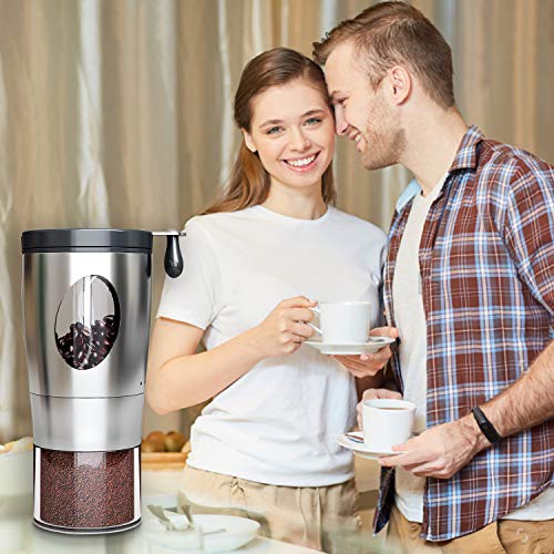 Convallaria Manual Coffee Grinder with 5Level Grinding Ceramic Conical Burr Mill, Stainless
