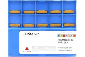 FomaSP MGMN200-M Carbide Grooving Inserts for MGEHR/L and MGIVR/L Grooving Cut-Off Tool Holder, Installed with KOLORY, CVD Yellow Coating, 10pcs