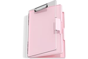 Hongri Clipboard with Storage, Pink 8.5 x 11 Folder Nursing Side Opening, Heavy Duty with Dual Compartment, Smooth Writing for Teachers, Classroom, Size 13.3 x 9.4 x 1.5 in, Office & School Supplies