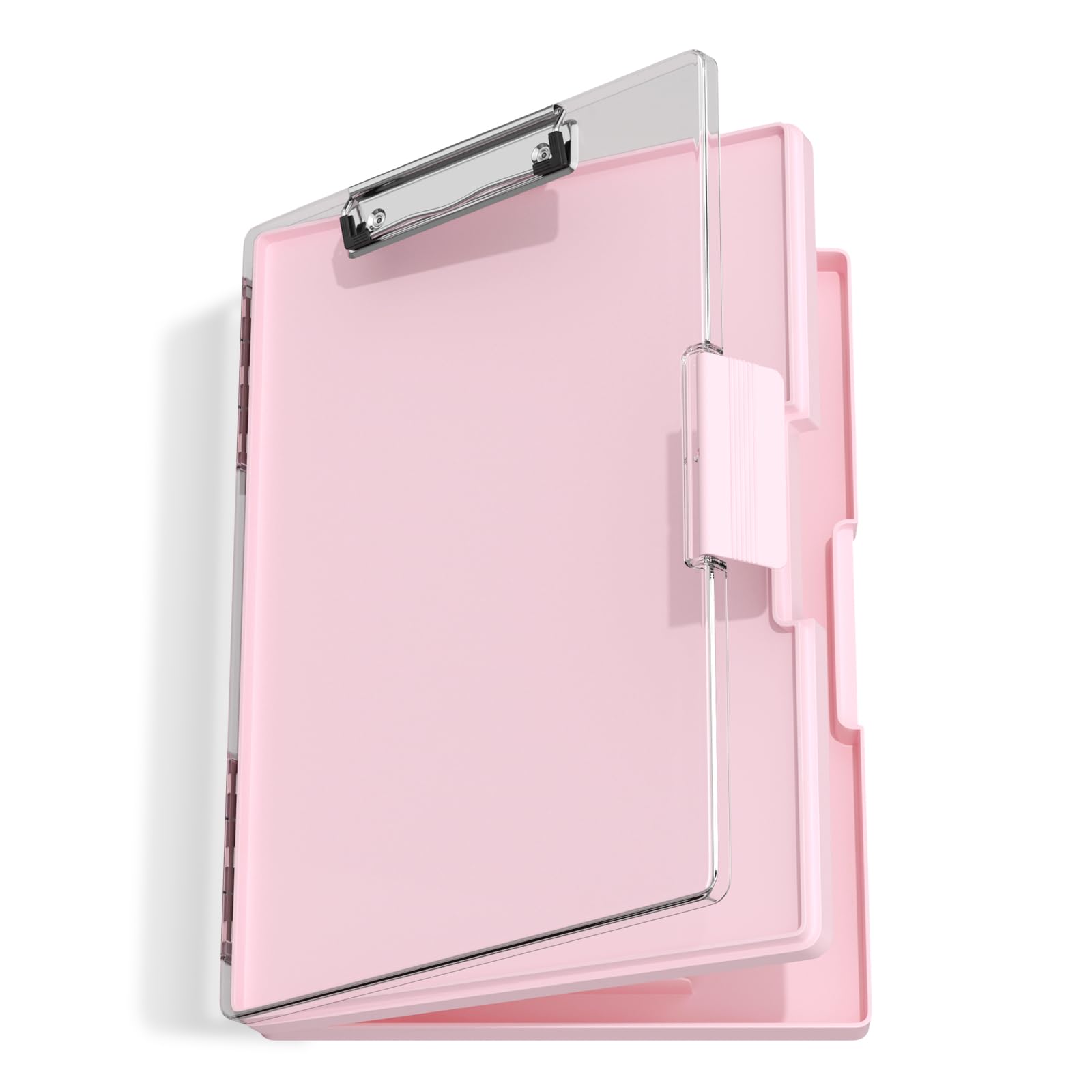 Hnogri Clipboard with Storage, Folder Nursing Clipboards Side Opening, Heavy Duty Clipboard with Dual Compartment Storage Box, Smooth Writing for Work, Office Supplies, School Supplies(Pink)