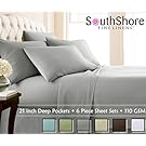 Southshore Fine Linens Extra Deep Pocket Sheet Set, Queen, 6 Piece, Steel Gray
