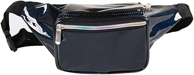 black holographic fanny pack