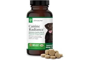 ULTIMATE PET NUTRITION Canine Radiance Skin Allergy Support Supplement for Dogs, Omega-3 Skin Hydration, Antioxidants to Prevent Itching and Strengthen Coat, 60 Chewable Tablets