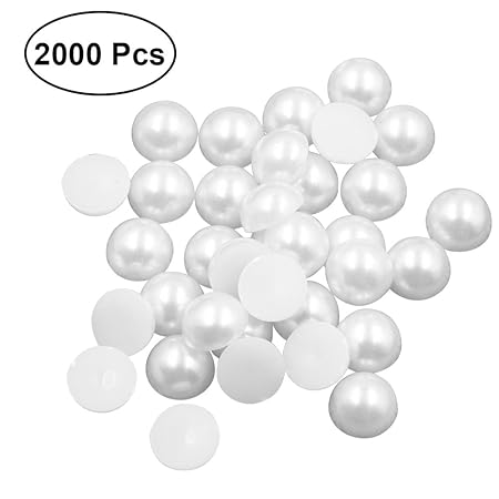WINOMO 2000 Stücke Halbrunde Perlen, Künstliche Flache Rückseite Perlen Beads für Handwerk DIY Schmuck Machen 4mm (weiß)