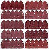 AUSTOR 50 Pieces Mouse Detail Sander Sandpaper Sanding Paper Hook and Loop Assorted 40/60/ 80/100/ 120/180/ 240/320/ 400/800 Grits