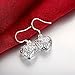 2 Paris Silver Drop Dangle Earrings for Women Girl Ball Heart Earrings Plated Sterling Silver, with BuycitKy PU Jewelry Pouch