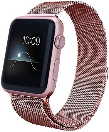 Idea-Promo - Apple Watch Band,Stainless Steel Magnetic Clasp Mesh Milanese Wristband Metal Loop Wrist Strap for Apple Watch Series 1 Series 2 Iwatch Sport &amp; edition (42, Rose Gold)