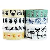 Crafty Rabbit Washi Tape Set | Animal | Repositionable Decorative Washi Tape Rolls for Arts & Crafts, Scrapbooking, Calendar, Organizer | Set of 7
