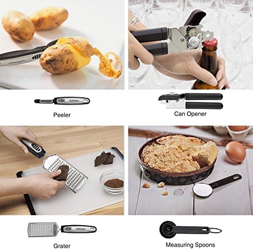 NEXGADGET 42 Pièces Kit Ustensiles de Cuisine en Acier Inoxydable, Set d'Ustensiles de Cusine en Silicone, Lot d'Accessoires Cuisine, Multiples Ensemble Comprend Spatule, Cuillère, Fouet et Plus