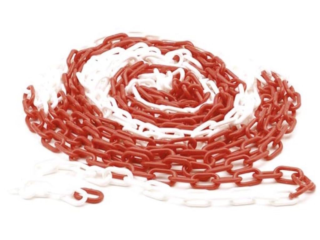 Perel - Plastic Chain - Red and White - Length 10 m - Diameter 6 mm - 1186-10