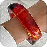 SAVNOJW Large Chunky Bangle Bracelets for Women Trendy Vintage Big Irregular Geometric Brown Acrylic Resin Bangles Bracelet Unique Party Jewelry Gift Accessories