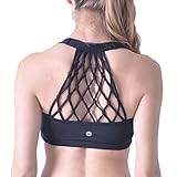 Queenie Ke Women's Medium Support Hand-Knited Nest Back Sport Fast Lane Bra Size L Color Black Pro