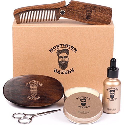 Beard Kit | Beard Oil and Beard Balm | Beard Grooming & Trimming Kit Beard Brush Beard Comb and Scissors included by Northern Beards