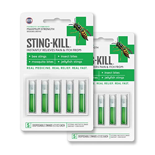 StingKill First Aid Anesthetic Swabs, Instant Pain + Itch Relief From