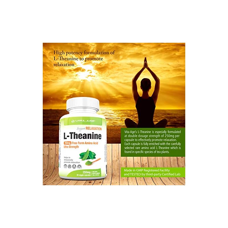 VitaAge LTheanine Ultra Strength 250mg 90 Count Helps