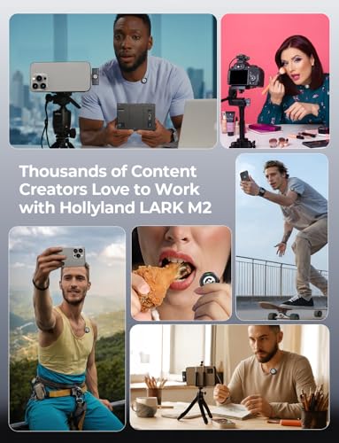 Hollyland Lark M2 Micro Cravate sans Fil (2TX+3RX) pour Camera, iPhone, Android, PC, 300 m Portée, Qualité Audio Hi-Fi, Réduction du Bruit, 40H Utilisation, Micro Lavalier pour Livestreaming Vlog-Noir