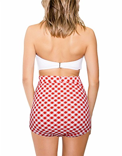 image for UNOW Women's Retro Shirred High Waisted Full Coverage Bikini Bottom Ru