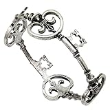 Q&Q Fashion Retro Silver Plated Victorian Vintage Skeleton Key Heart Cross Bridal Steampunk Cuff Bracelet Bangle
