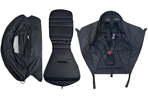 COLUKII 3 pcs/Set Stroller Accessories Canopy, Seat Cushion & Seat Base Compatible with Babyzen YOYO Strollers, Pushchair Accessories Replacement Kit, Waterproof Fabric (Black)