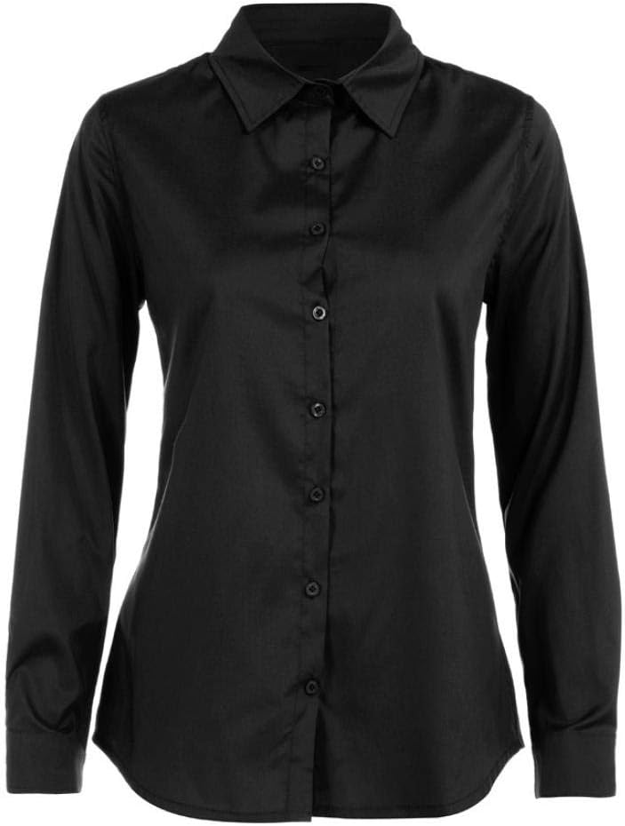 OUBAO Womens Solid Long Sleeve Shirt Formal Office Work Wear Uniform Ladies Casual T-Shirt Top