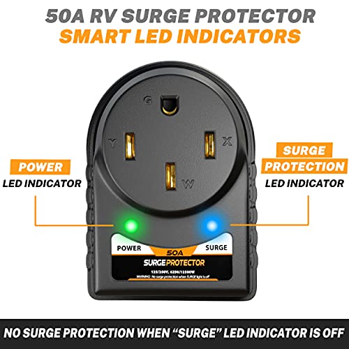 CARMTEK RV Surge Protector 50 Amp Power Adapter with Integrated Surge