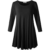LARACE 3/4 Sleeve Shirts for Women Plus Size Tunic Dressy Top Loose Fit Flare T-Shirt