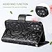 FLYEE iPhone 11 Pro Max Wallet Case Premium Leather [Embossed Flower] Flip case Kickstand Magnetic Protective with Card Slots and Detachable Wrist Strap for Apple iPhone 11 Pro Max 6.5 inch [Black]