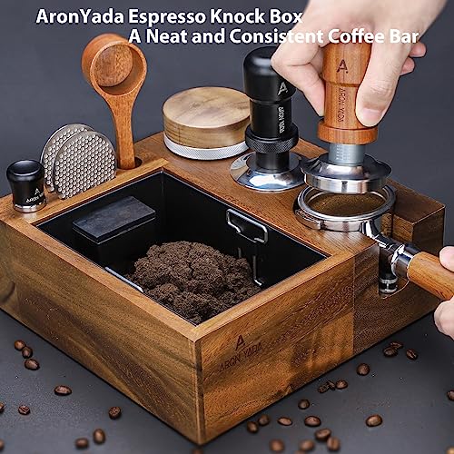 Aronyada V2 Espresso Knock Box,8 In One 54MM Espresso Coffee Tamping