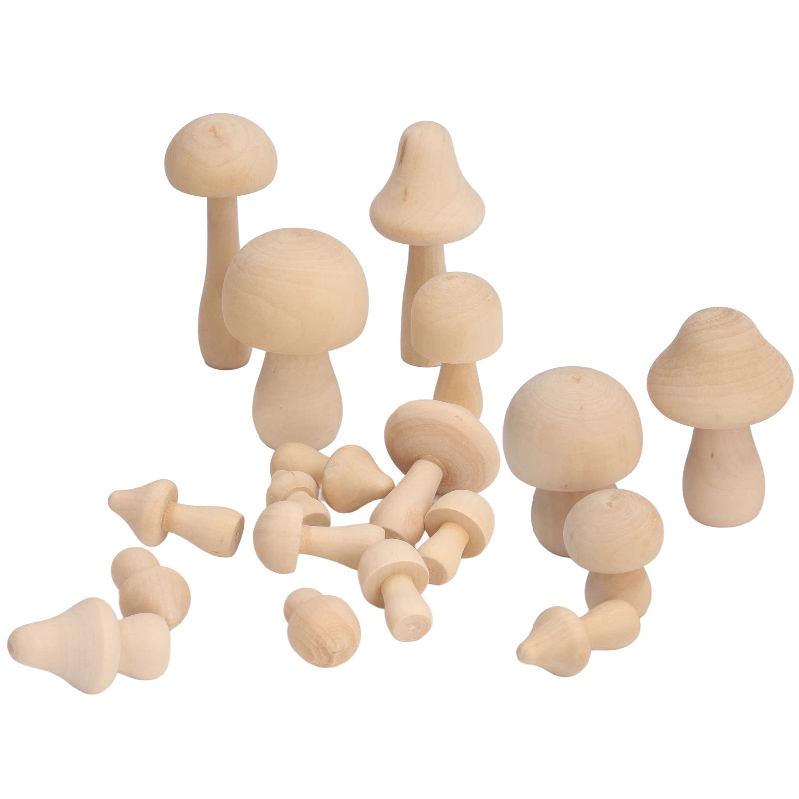 40pcs Unfinished Wooden Mushroom Unpainted Natural Wood Mushroom Decoration for DIY Decoration