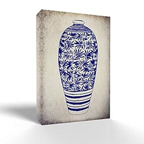 Canvas Wall Art Blue and White Porcelain Pictures Home Wall Decorations for Bedroom Living Room Paintings Canvas Prints Framed - 12x18 inches