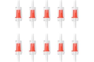 DeKago Aquarium Air Check Valve - Non-Return One Way Air Valve Red Clear Plastic Check Valve for Aquarium Air Pump Perfect for Fish Tank Aerator 10PCS