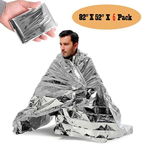 [6 Pack] Thermal Emergency Blanket,Emergency/Survival Blanket,Natural Disasters Equipment, Retain Body Heat, Keeps You Warm