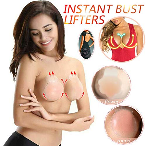 Rusilay Nipple Cover Sticker Magic Shape Tape Women Invisible Brassy Breast Bra,Waterproof Nipple Cover Reusable Breast Petal Nipple Pads,Invisible Chest Pad for Cleavage Wrinkle Prevention (B)