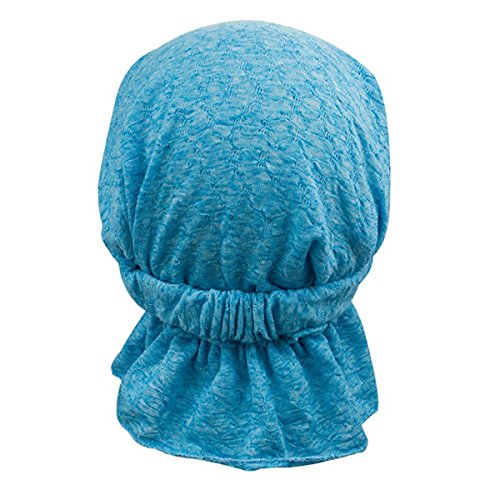 DancMolly Ruffle Chemo Turban Cancer Headband Scarf Slouchy Beanie Cap Muslim Scarf Headwear for Cancer (Blue) - Thumbnail 3