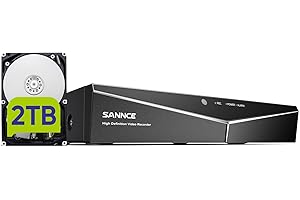 16 Channel Security CCTV DVR with 2TB Hard Drive, SANNCE 1080P 5-in-1 Hybrid Video Recorder for 2MP TVI AHD CVI CVBS Analog IP Security Cameras, Motion Alerts, Remote Access, 24/7 Recording