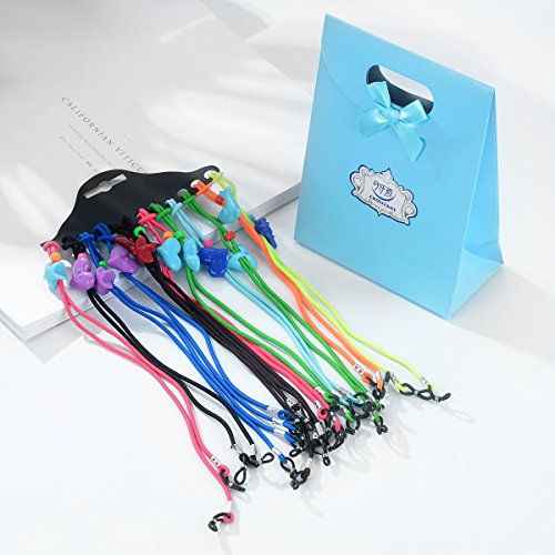 CROISSANT 12pcs Colorful Elastic Adjustable Nylon Cord Safety Kids Eyeglass Rope Chains Holder Eyewear Cord Neck Strap 【Exquisite Gift Packaging】