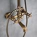 Rozin Wall Mounted Bathroom Rainfall Shower Set Tub Mixer Tap with Hand Sprayer Antique Brass