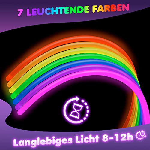 Barras Luminosas, 100 Pulseras Luminosas Fluorescentes y 100 Conectores, Neon Kits para Crear Pulseras y Collares, Fiesta Nochevieja Navidad Boda Cumpleaños Decoracion Regalo para Niños Adultos