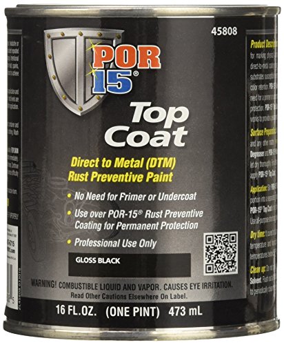POR-15 Top Coat Paint, Direct to Metal Paint, Long-term Sheen and Color Retention, 16 Fluid Ounces, Gloss Black