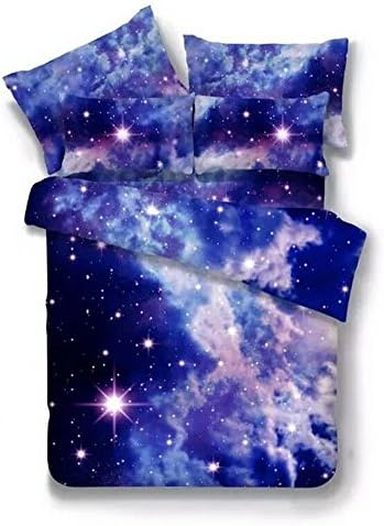 HTST Galaxy Sky 3D Bedroom Set Fashion 3pcs bedding Double duvet cover sets With Pillow Cases, D, 200*230cm