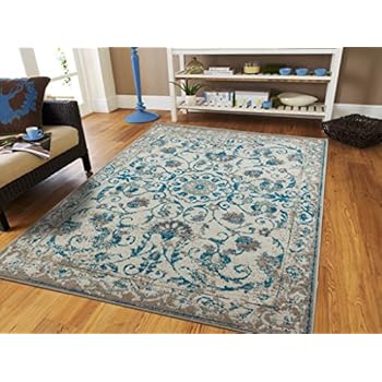 Traditional Vintage Area Rug Distressed Rug Blue 2x3 Door Mats Scatter Rugs