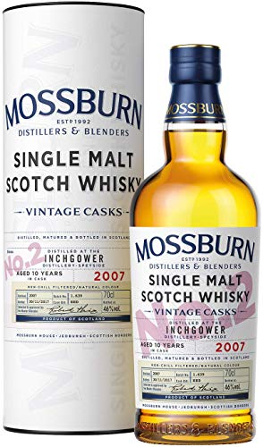 Inchgower 10 Jahre | Vintage Casks Abfüllung von Mossburn | Single Malt Scotch Whisky | 0,7l. Flasche in Tube