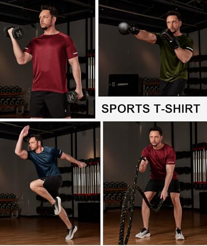 ZITY Pack of 3 Men's Short-Sleeved T-Shirts, Men's Sports T-Shirt, Breathable Quick Drying Summer Clothes Running Gym Fitness