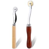 JNENERY 2PCS Tracing Wheel, Sewing Tools Professional Stitch Marking Spacer | Wood and Stainless Steel Pounce Wheel,Pounce Wheel for Sewing Patterns with Wooden Handle forTracing Paper and Leather Crafts