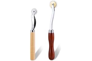 JNENERY 2PCS Tracing Wheel,Professional Stitch Marking Spacer,Wood and Stainless Steel Pounce Wheel,Pounce Wheel for Sewing Patterns with Wooden Handle forTracing Paper and Leather Crafts