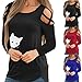 Moilant Women Cute Cat Print T Shirt Sexy Off-The-Shoulder Top Casual Comfortable Pullover Blouse Tunicthumb 2