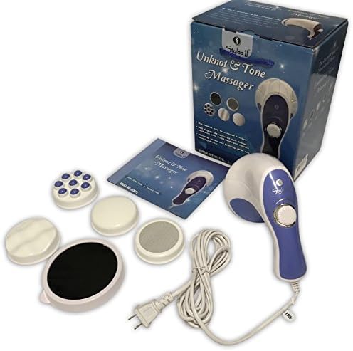 Styles II Unknot & Tone Body Massager – 4 Variable Attachments to Relieve Knots, Pains, Stiffness & Fatigue in Neck, Shoulders, Feet, Hips & More – Great for Home & Travel Use