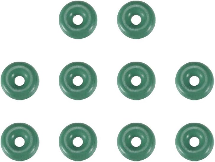 sourcing map Fluorine Rubber O-Rings, 5mm OD 1mm ID 2mm Width FKM Seal Gasket for Machinery Plumbing Green, Pack of 10