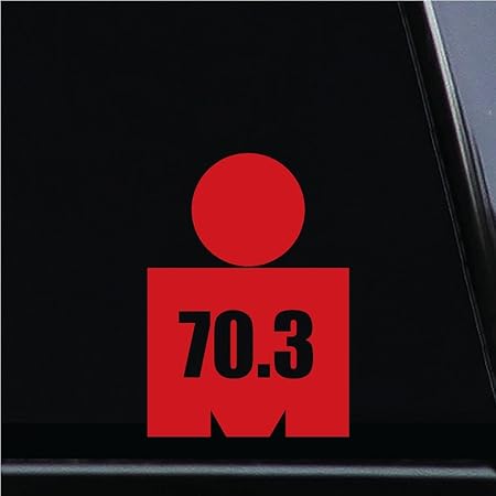 Amazon Ironman 70 3 半分ironman ロゴinspiredビニールダイカットdecalステッカー車 ノートブック コンピュータ ウィンドウまたは壁 4 X2 8インチ レッド ステッカー デカール 車 バイク